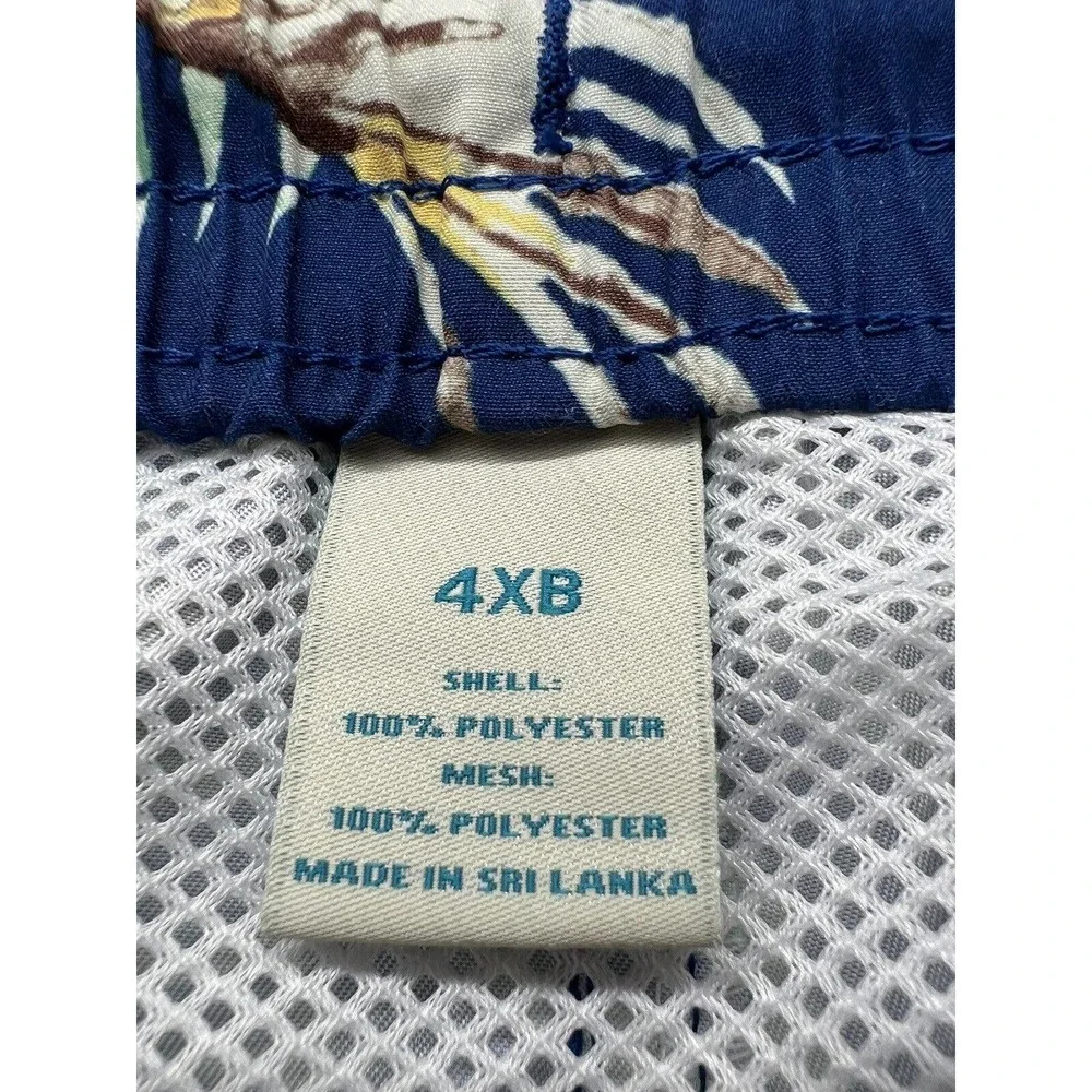 Caribbean Swimwear Men’s Swim Trunks 4XB Big‎ Bright Tropical Drawstring Pockets